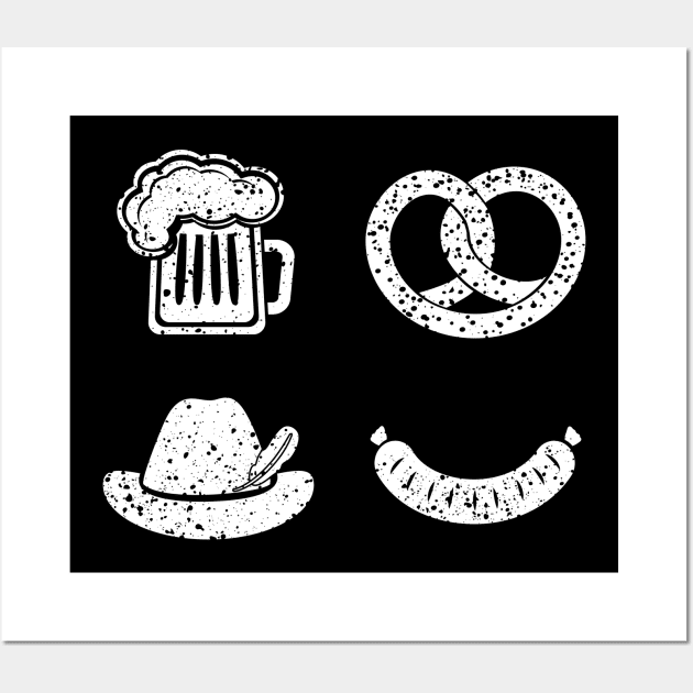 Symbols of Oktoberfest: Bavarian Beer Pretzel Hat Sausage Wall Art by ArtedPool